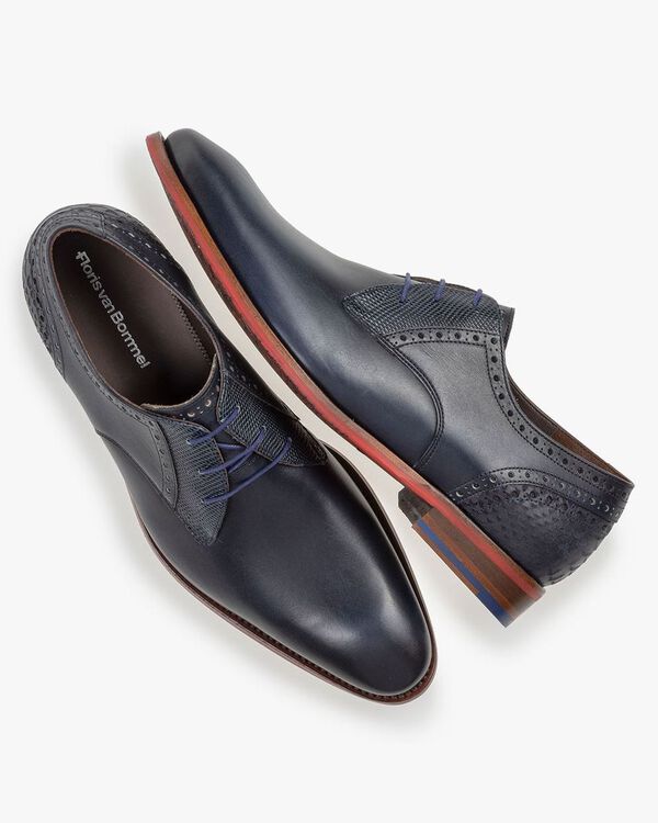 Veterschoen kalfsleer blauw