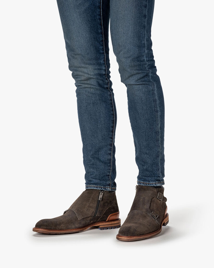 Gespschoen su&egrave;de donkergroen