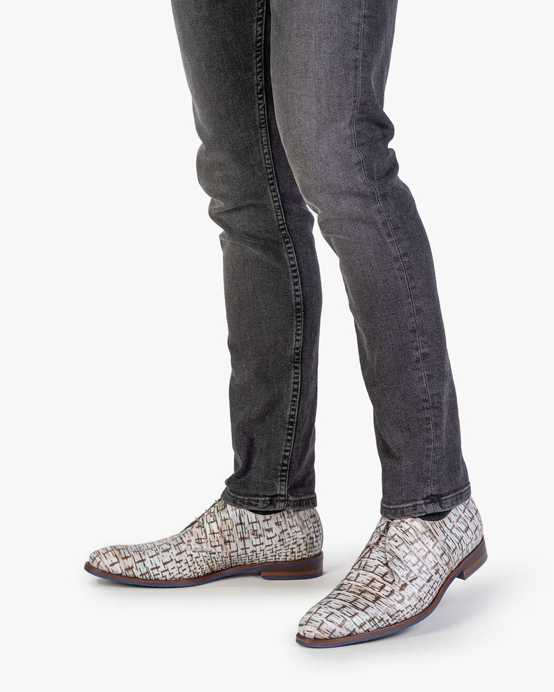 Lace shoe with print off-white