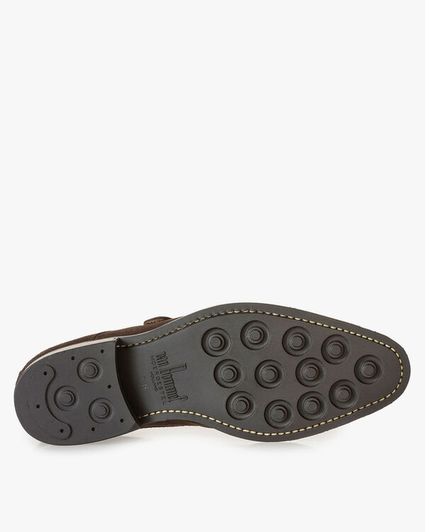 Donkerbruine su&egrave;de gespschoen