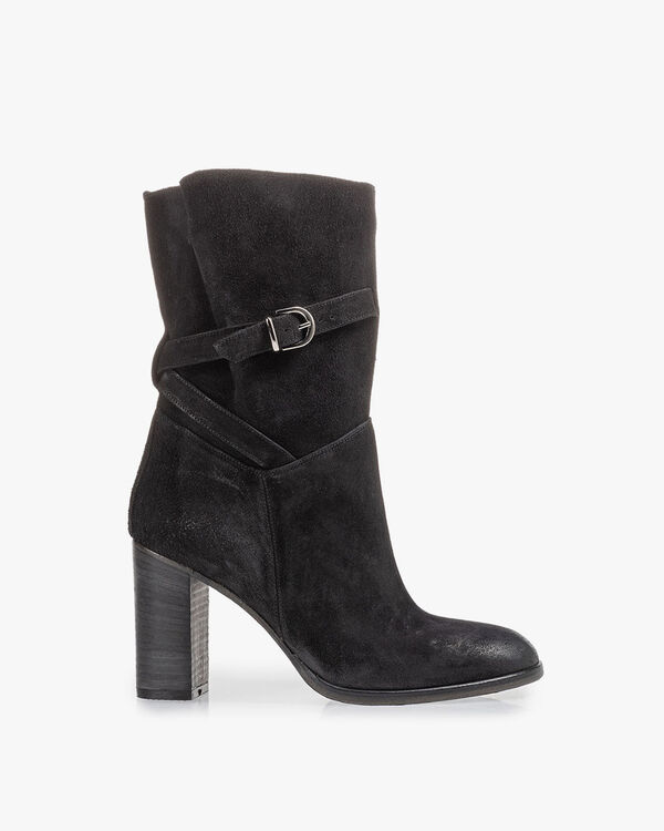 Mid-high boot black suede leather