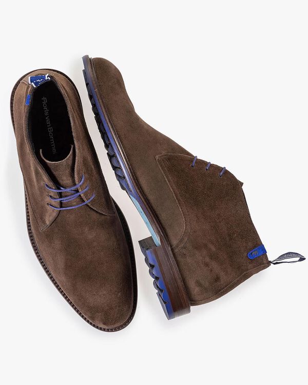 Lace boot suede leather taupe