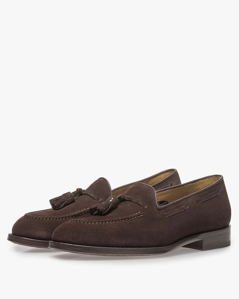 Donkerbruine su&egrave;de loafer