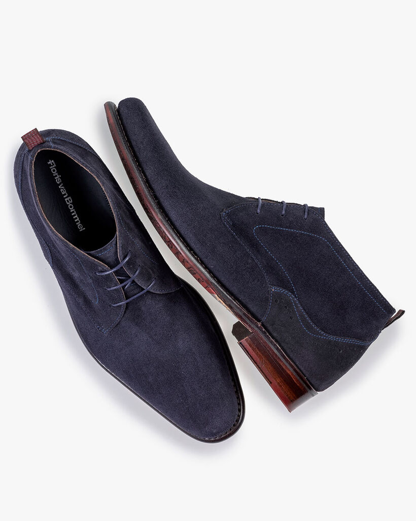 Lace boot suede blue