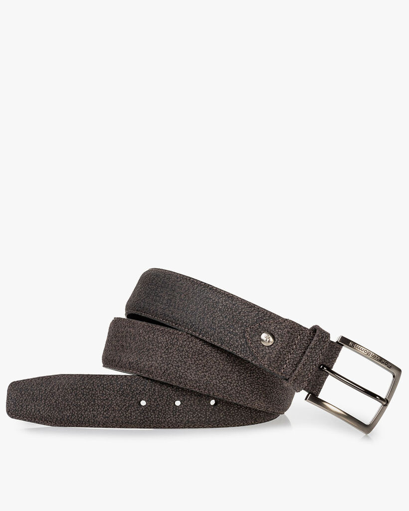 Belt printed leather dark grey