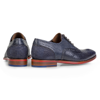 Veterschoen geprint leer blauw