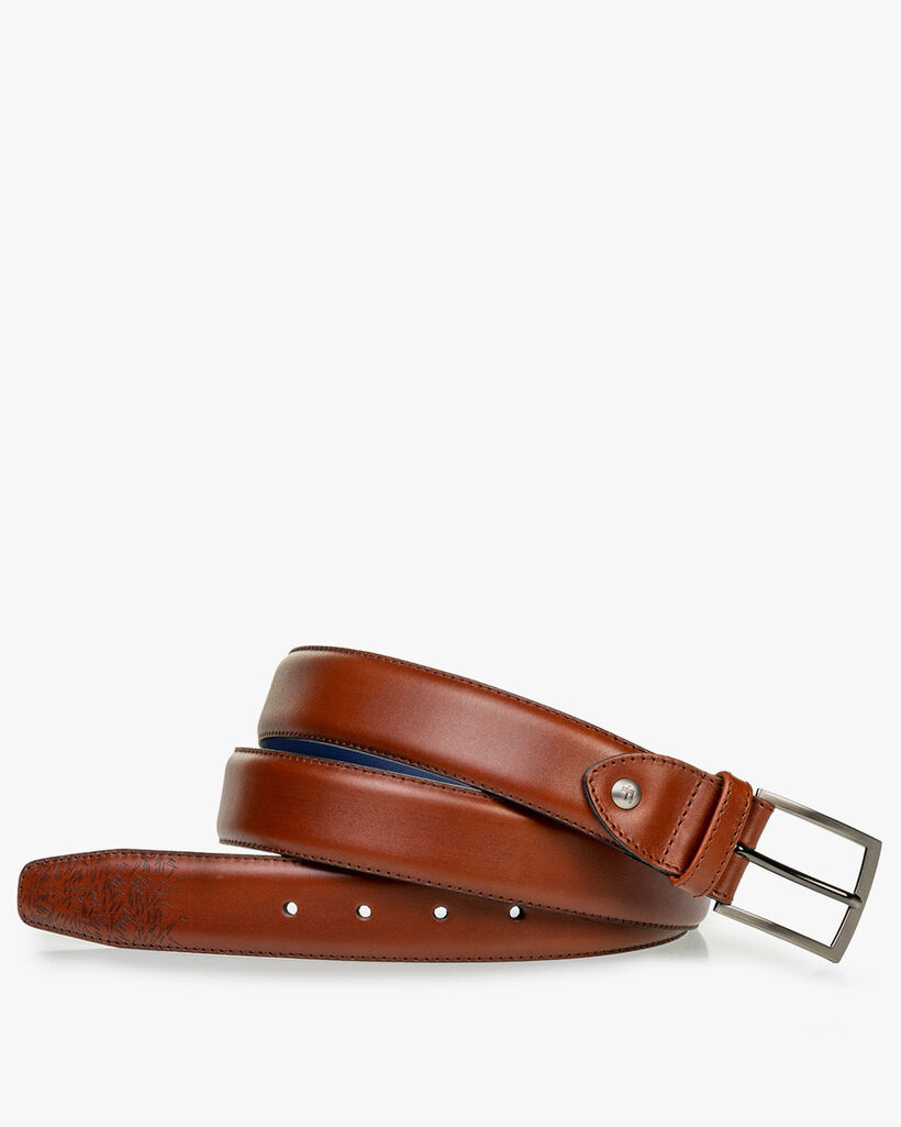 Belt calf leather cognac