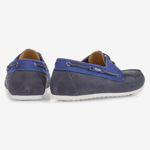Blue nubuck leather boat shoe