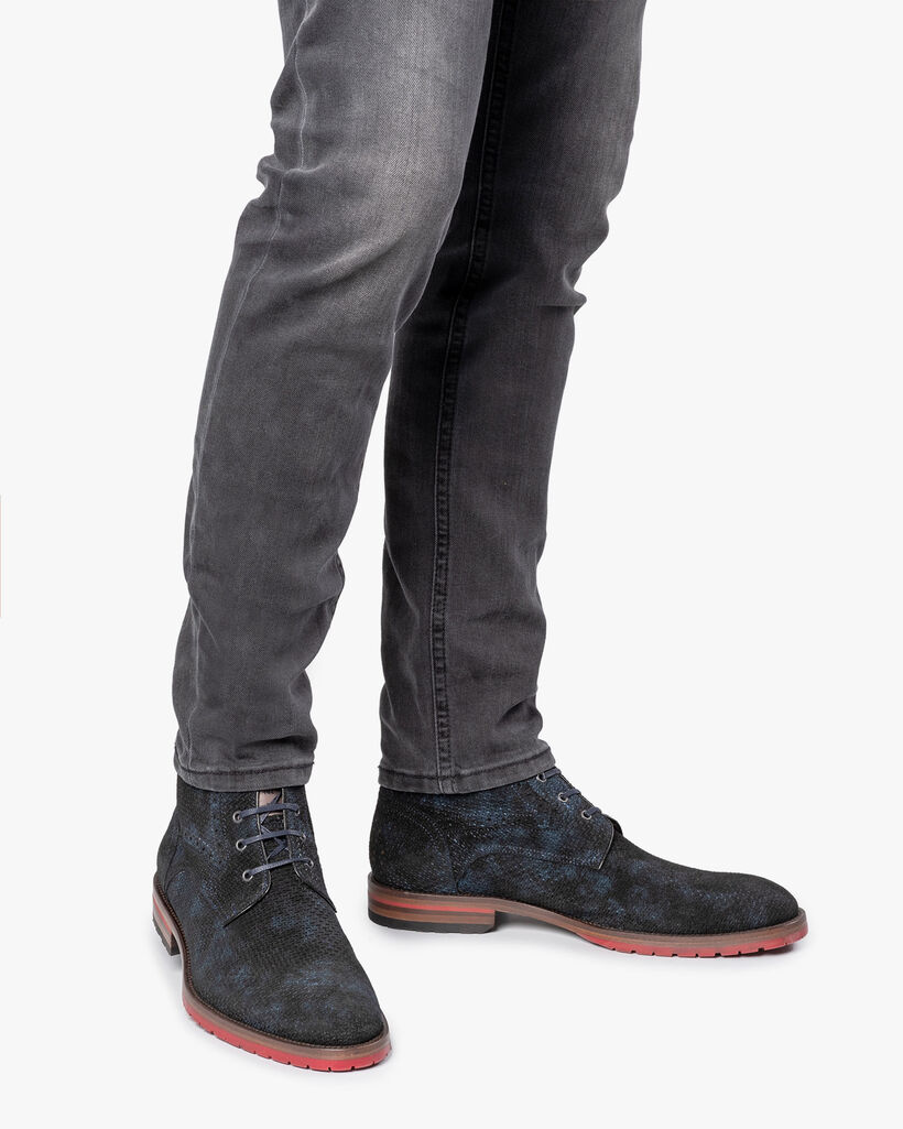 Lace boot blue with print