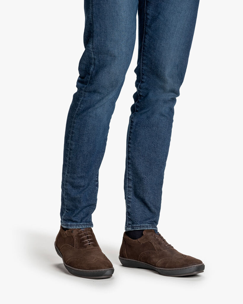 Sneaker su&egrave;de donkerbruin