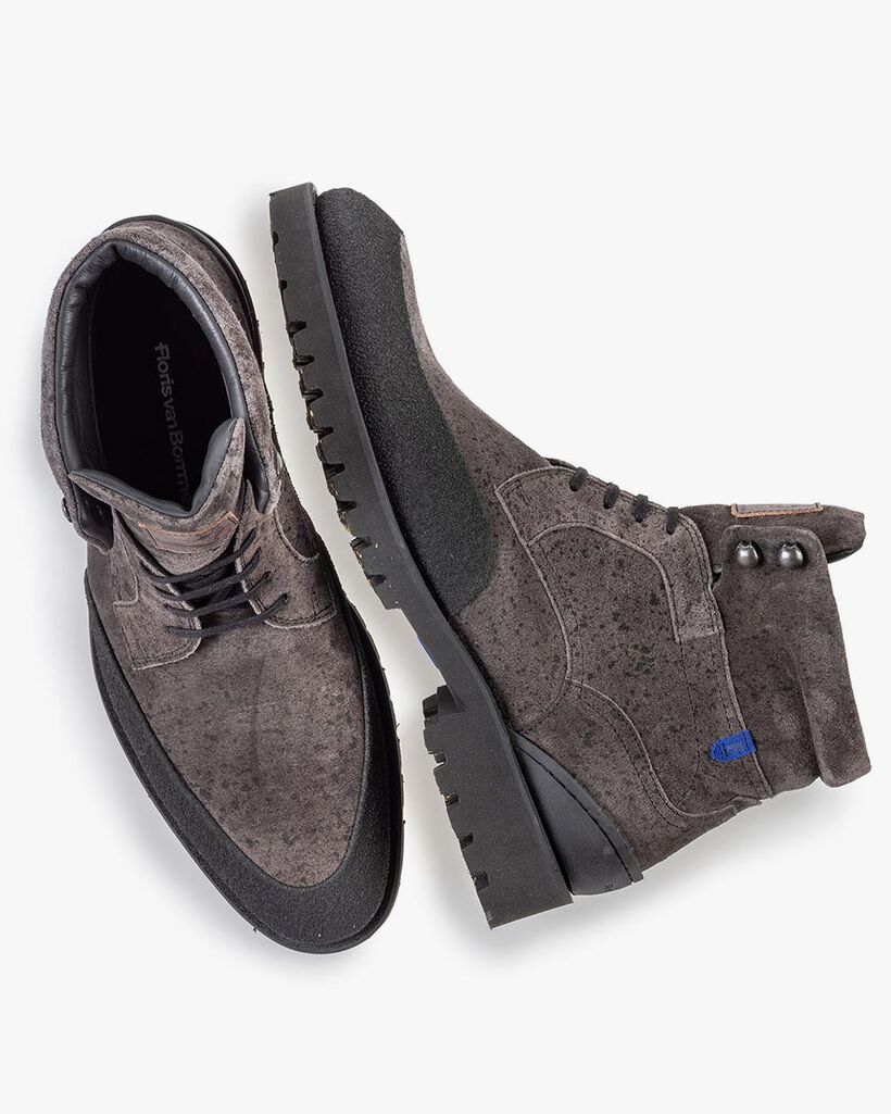 Lace boot grey suede leather