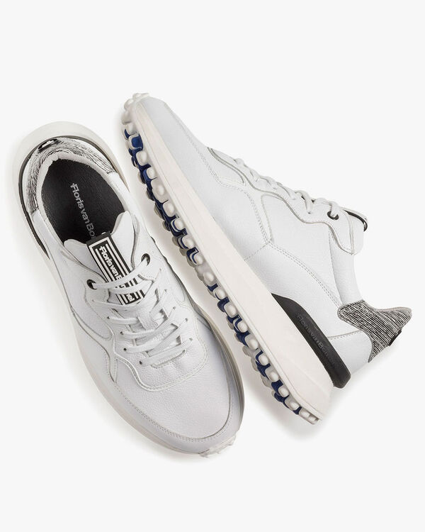 White calf leather sneaker with fine structure