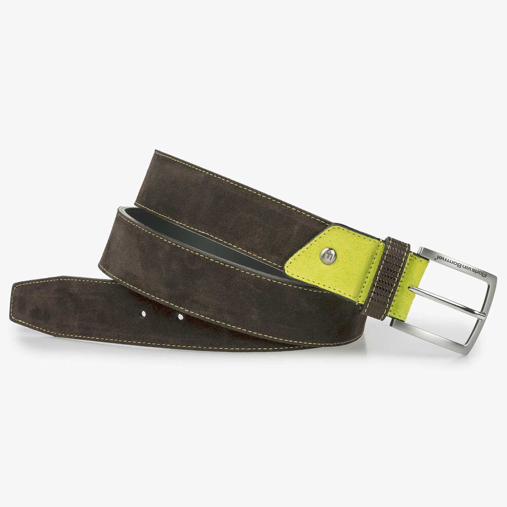 Brown belt with yellow details