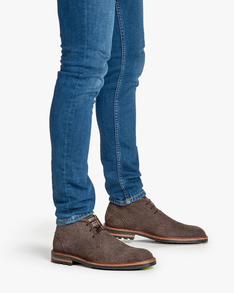 Lace boot printed leather brown