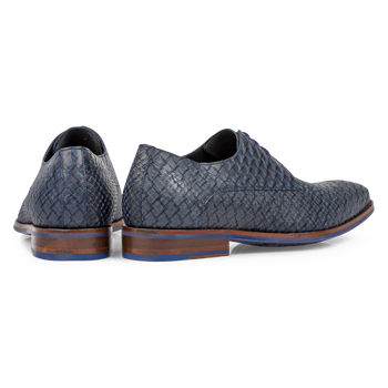 Veterschoen blauw nubuckleer