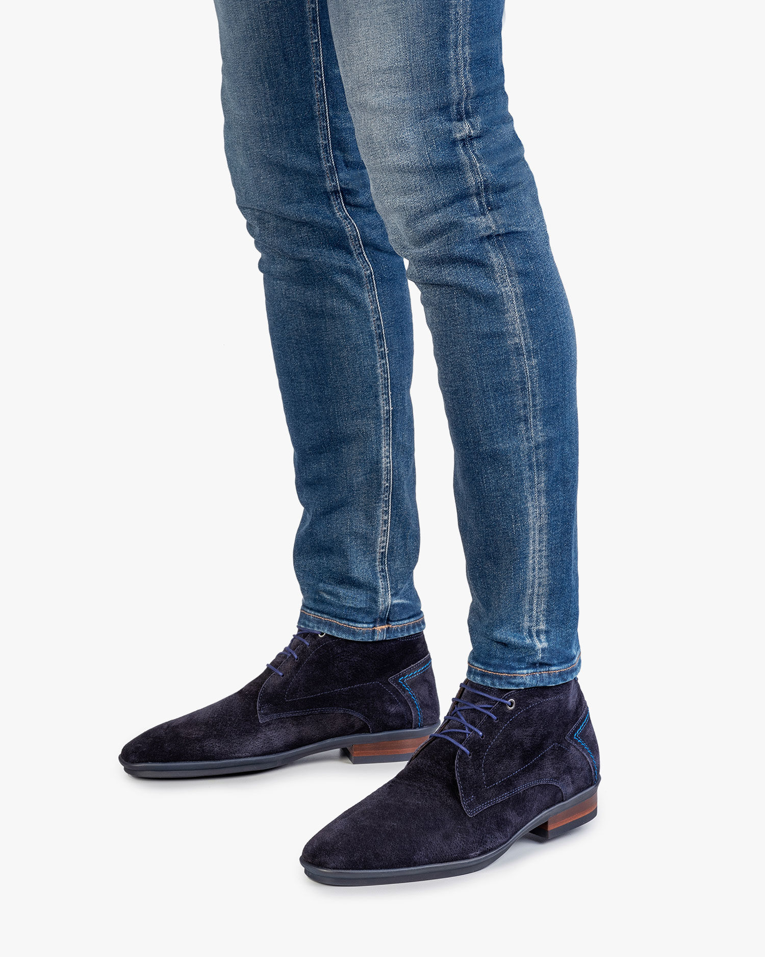 Blauwe suède veterboot 20057/00 | van Bommel Official®