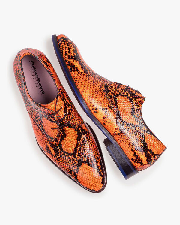 Premium fluorescent orange lace shoe with print