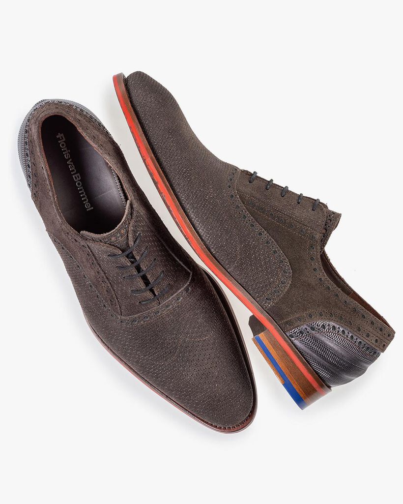 Veterschoen donkerbruin met print