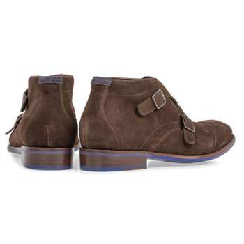 Buckle shoe brown suede leather