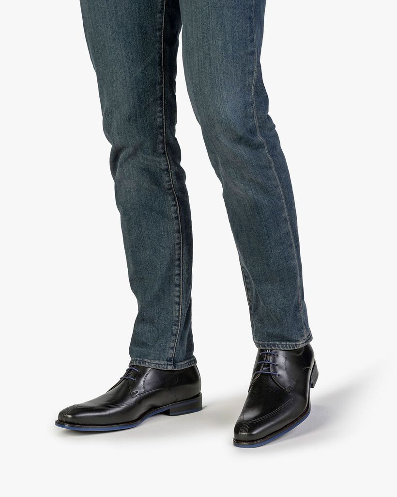 Veterschoen zwart kalfsleer