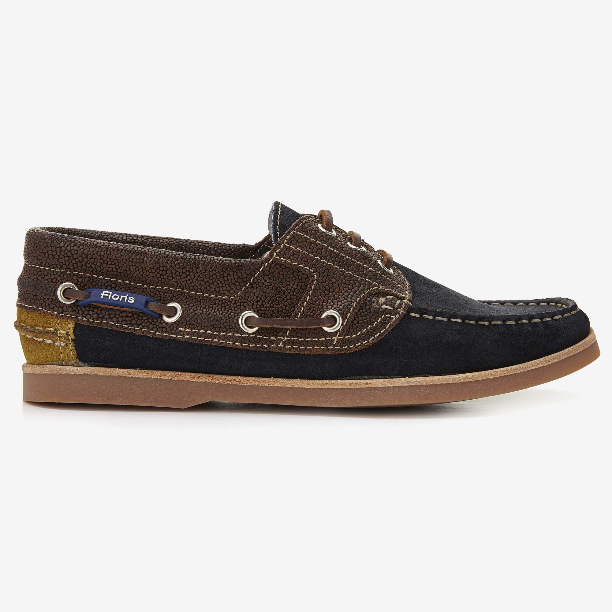 Donkerblauwe suede heren bootschoen 15026 01 Floris van Bommel
