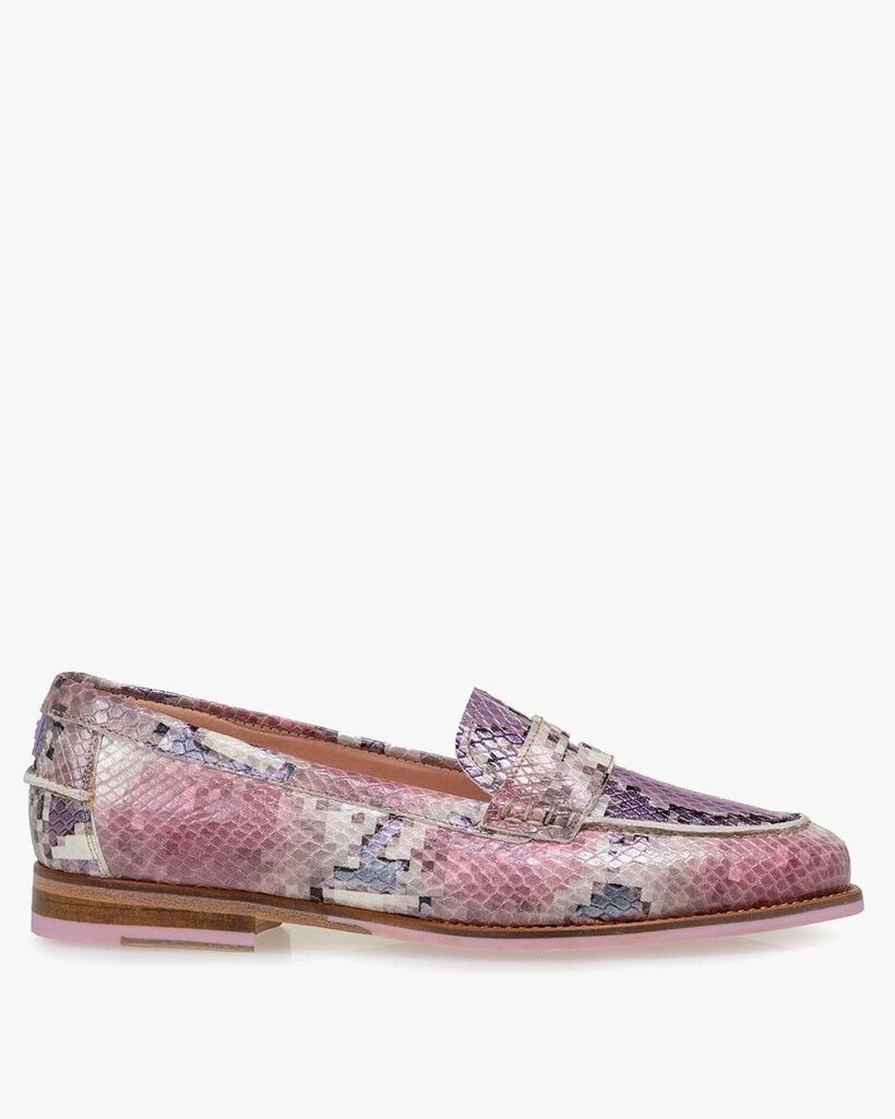 Loafer printed leather pink