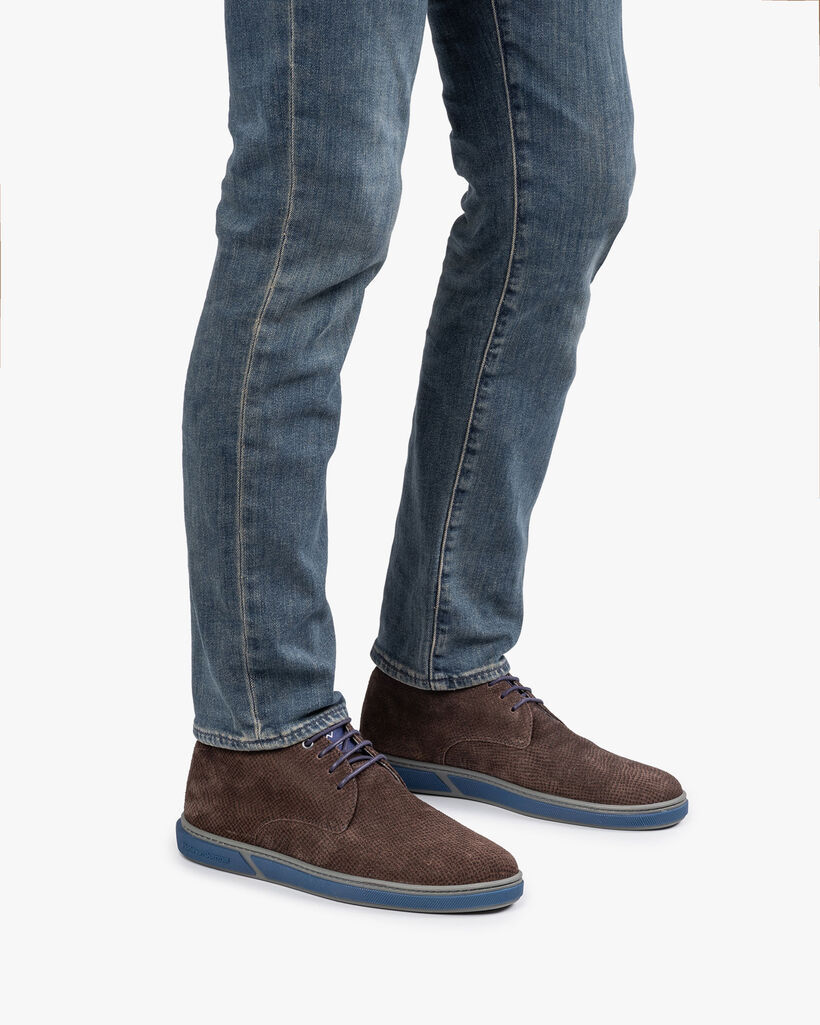 Lace boot brown with print