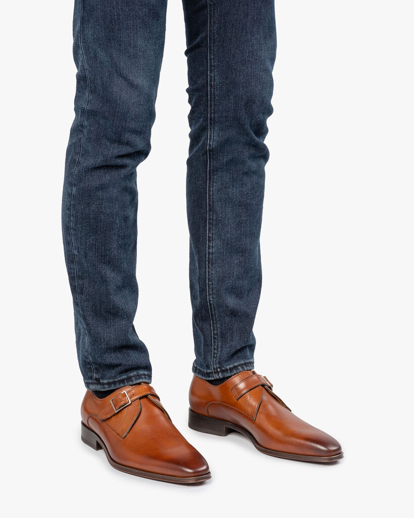 Monk strap calf leather cognac