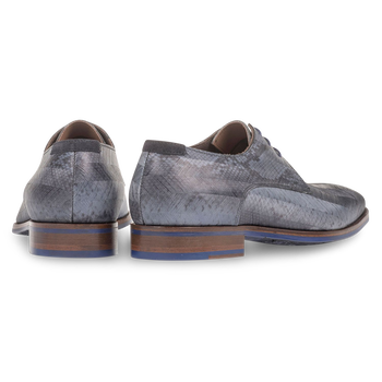 Blue lace shoe with snake print