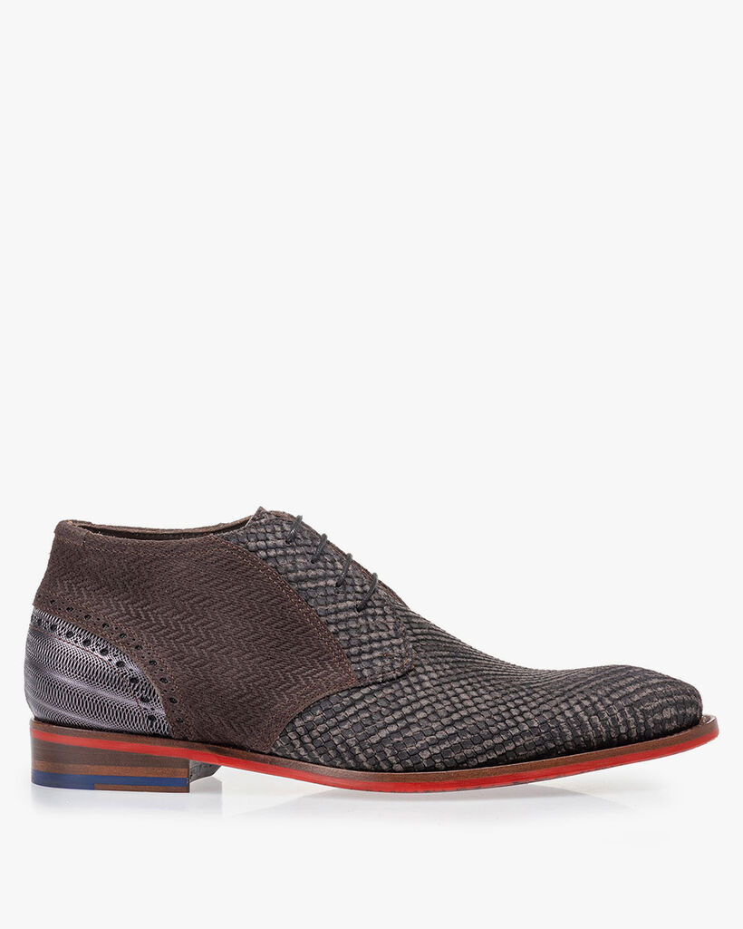 Lace boot grey with print