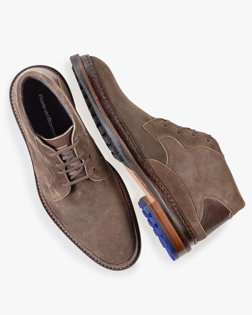 Lace boot suede leather dark taupe