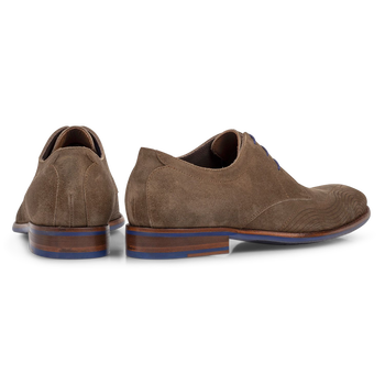 Lace shoe suede leather taupe