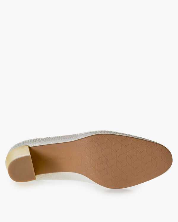 Leren pump off-white met print