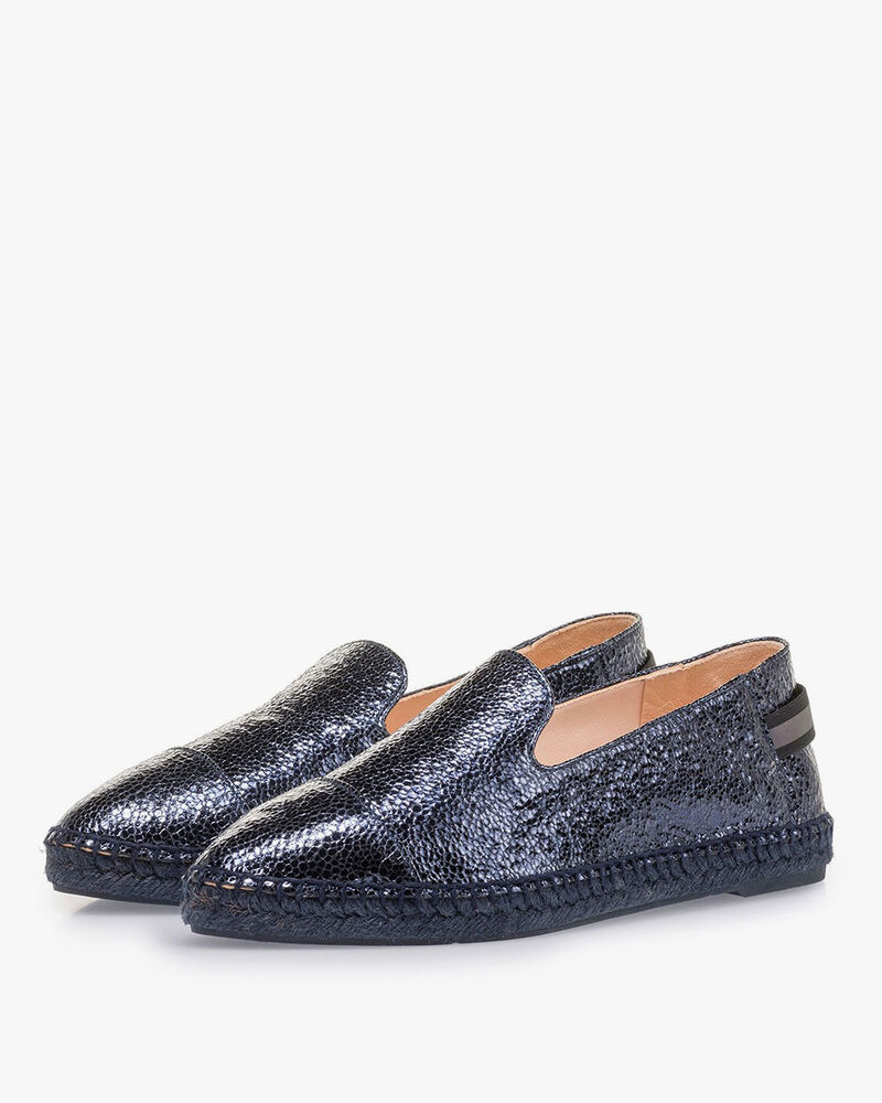 Dark blue espadrilles metallic print