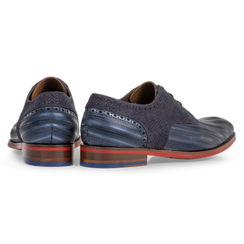 Veterschoen metallic blauw