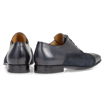 Veterschoen kalfsleer blauw