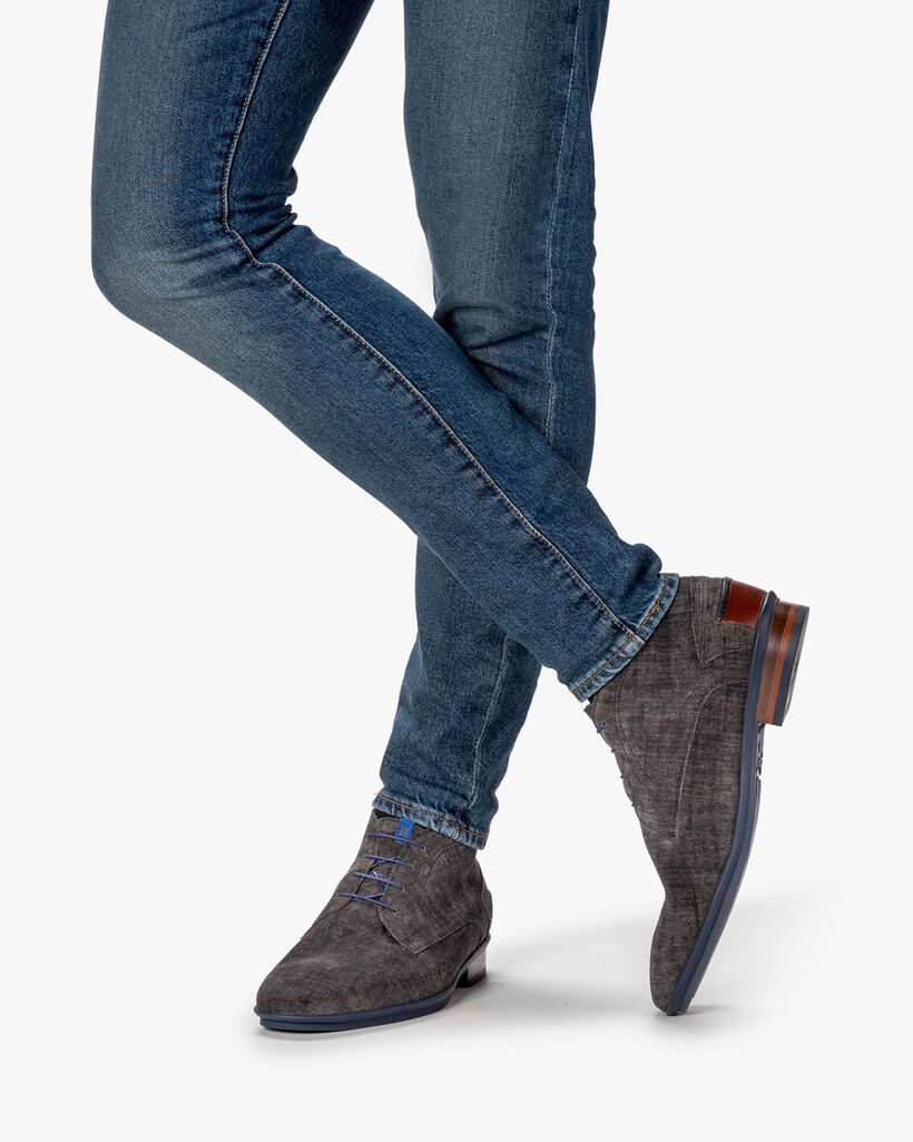 Lace boot suede grey