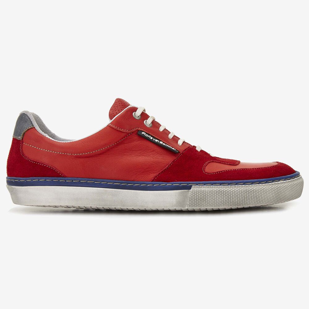 Floris van Bommel rode leren heren sneaker
