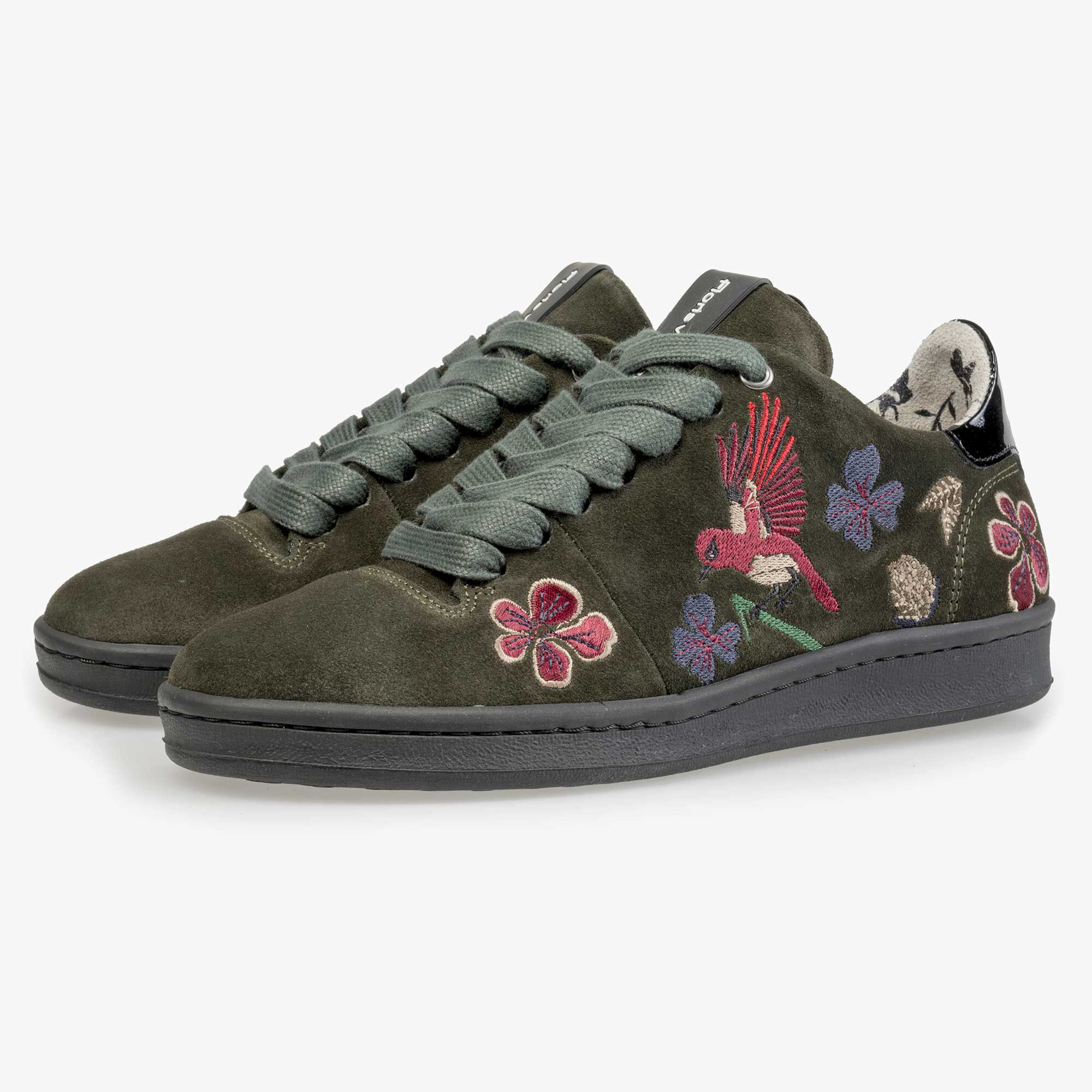 Olijfgroene su de dames sneaker 85171 04 Floris van Bommel