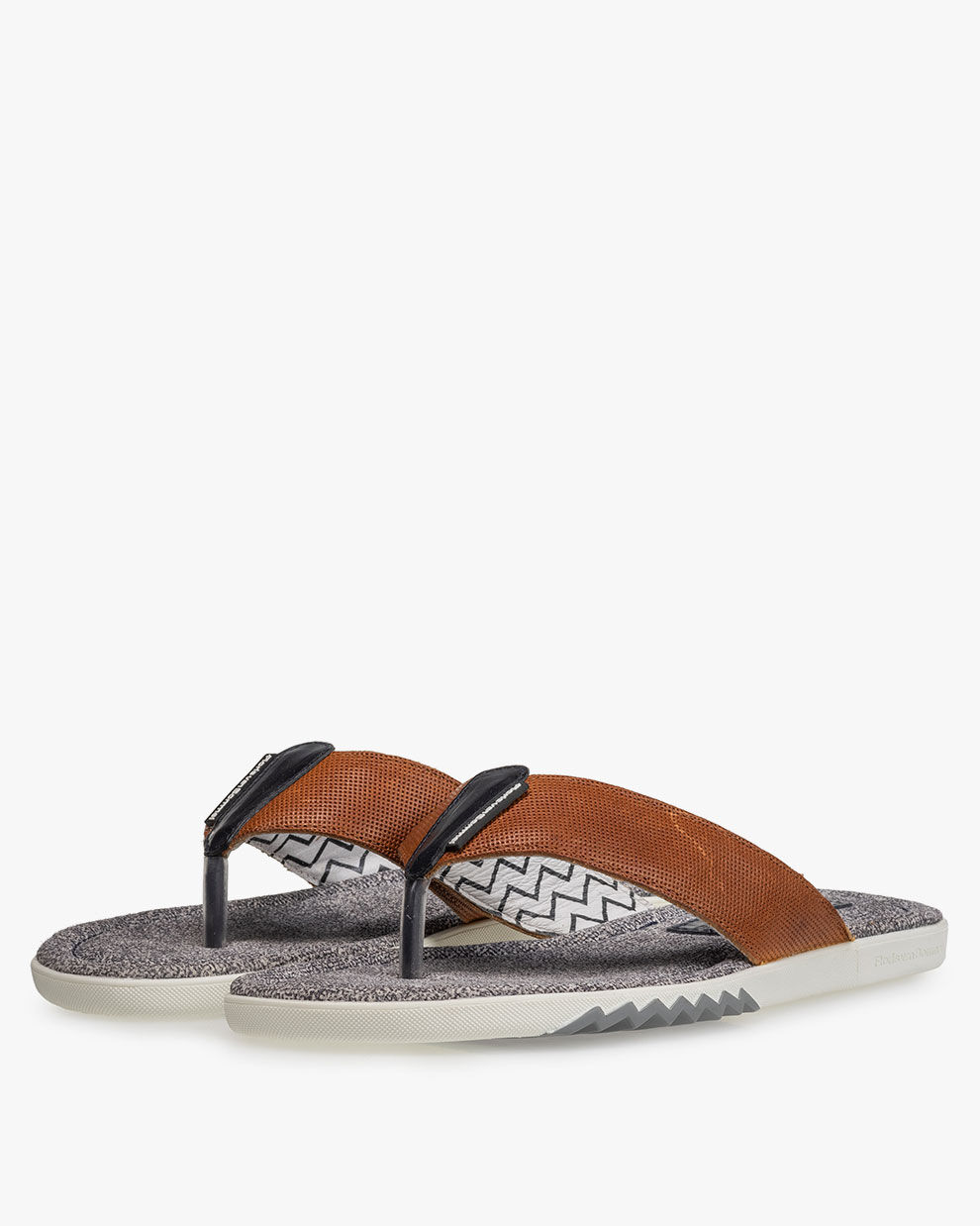 Slipper printed leather cognac SFM-90005-23-03 | Floris van Bommel Official®
