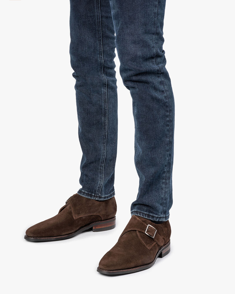 Donkerbruine su&egrave;de gespschoen