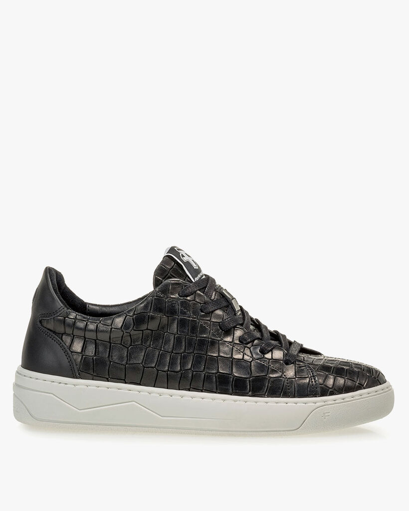 Sneaker reptielenprint zwart