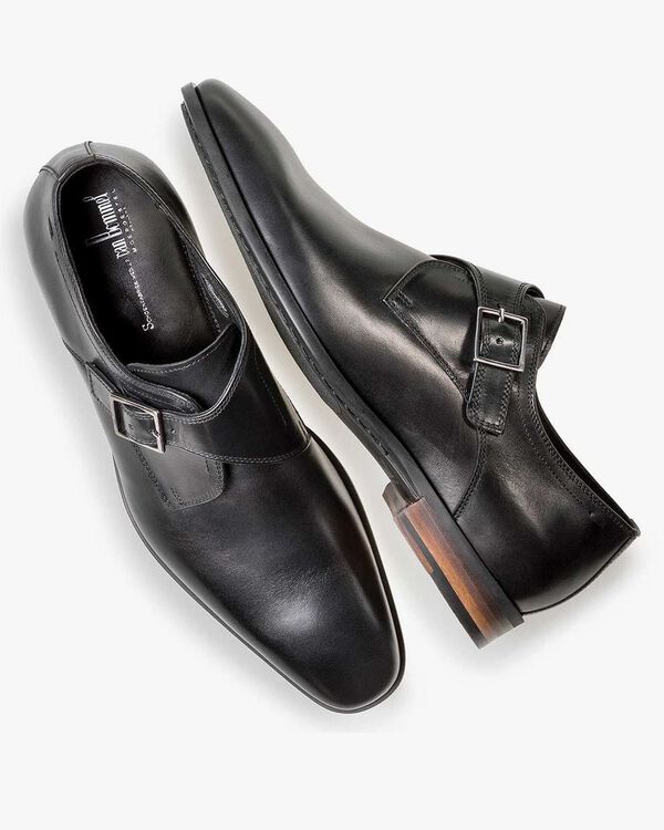 Zwarte kalfsleren gespschoen