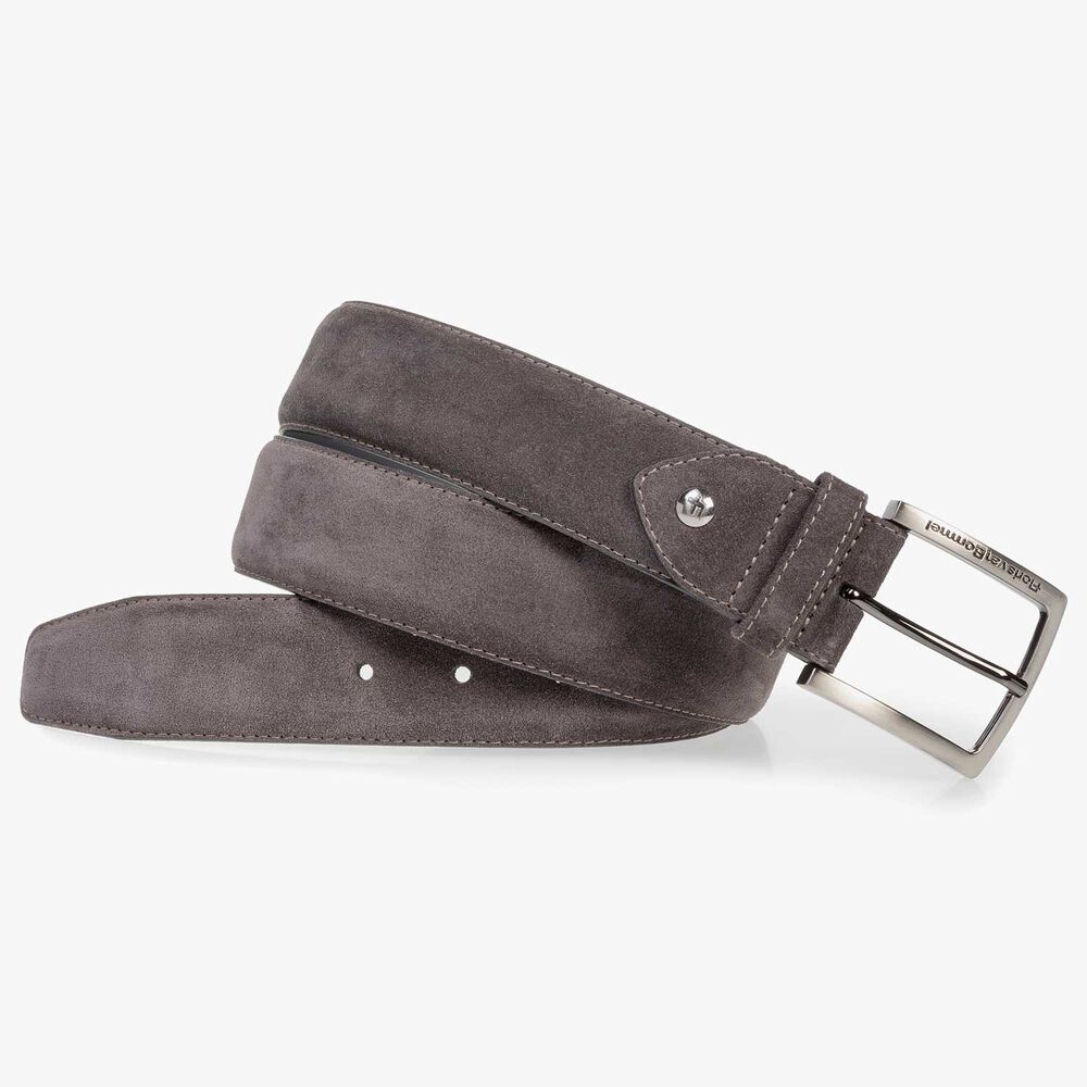 Anthracite and brown suede leather belt