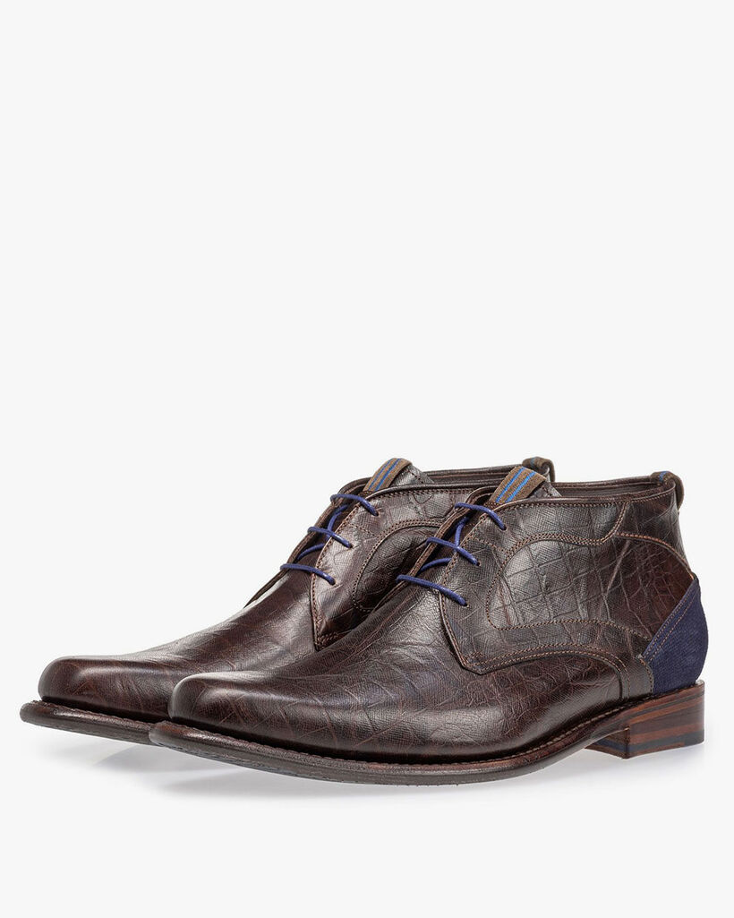 Veterboot crocoprint bruin