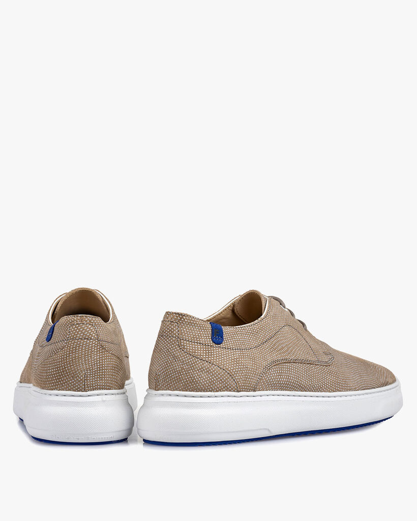 Sneaker printed suede leather sand-coloured