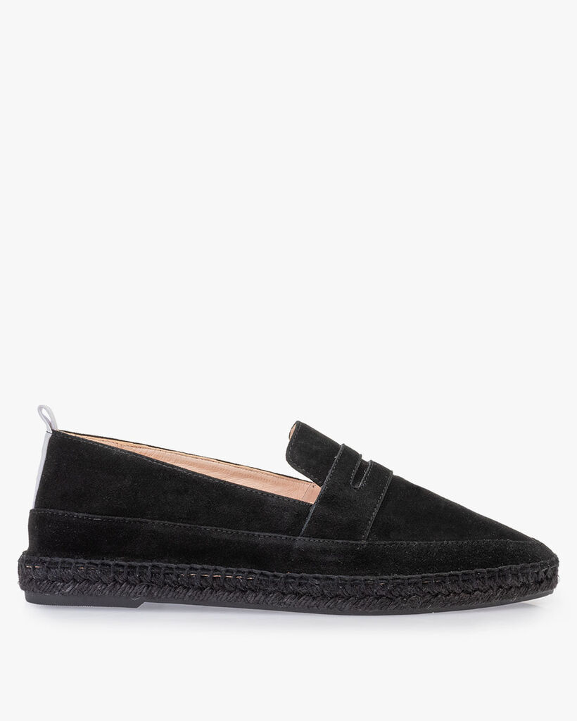 Espadrille su&egrave;de zwart