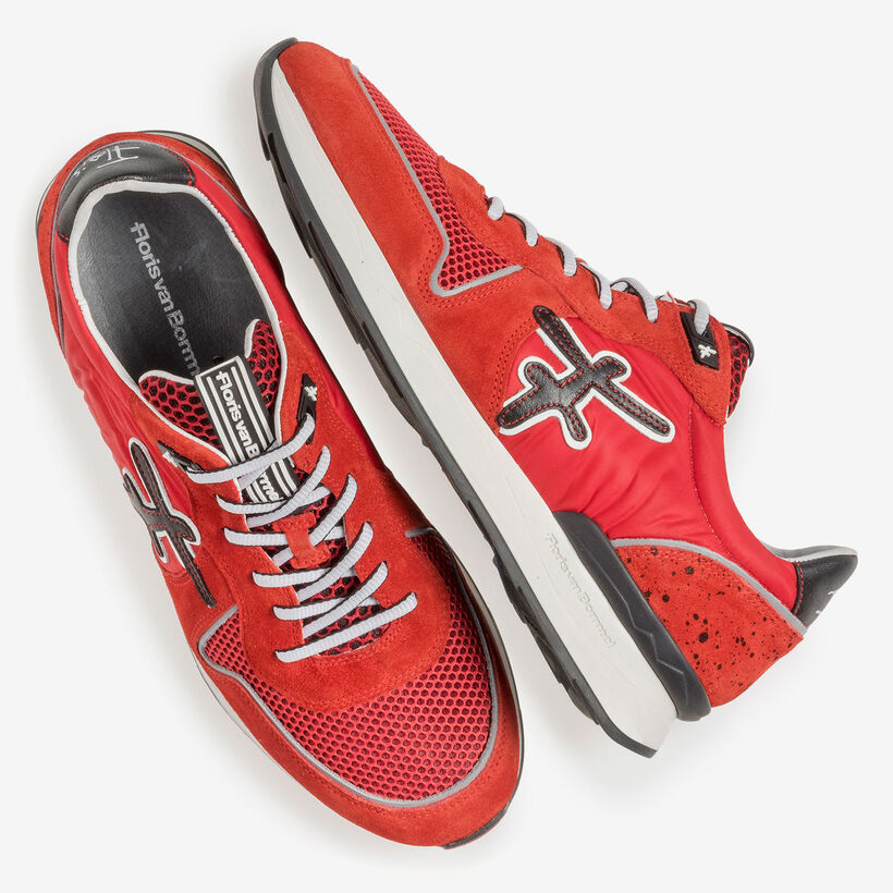 Red suede leather sneaker