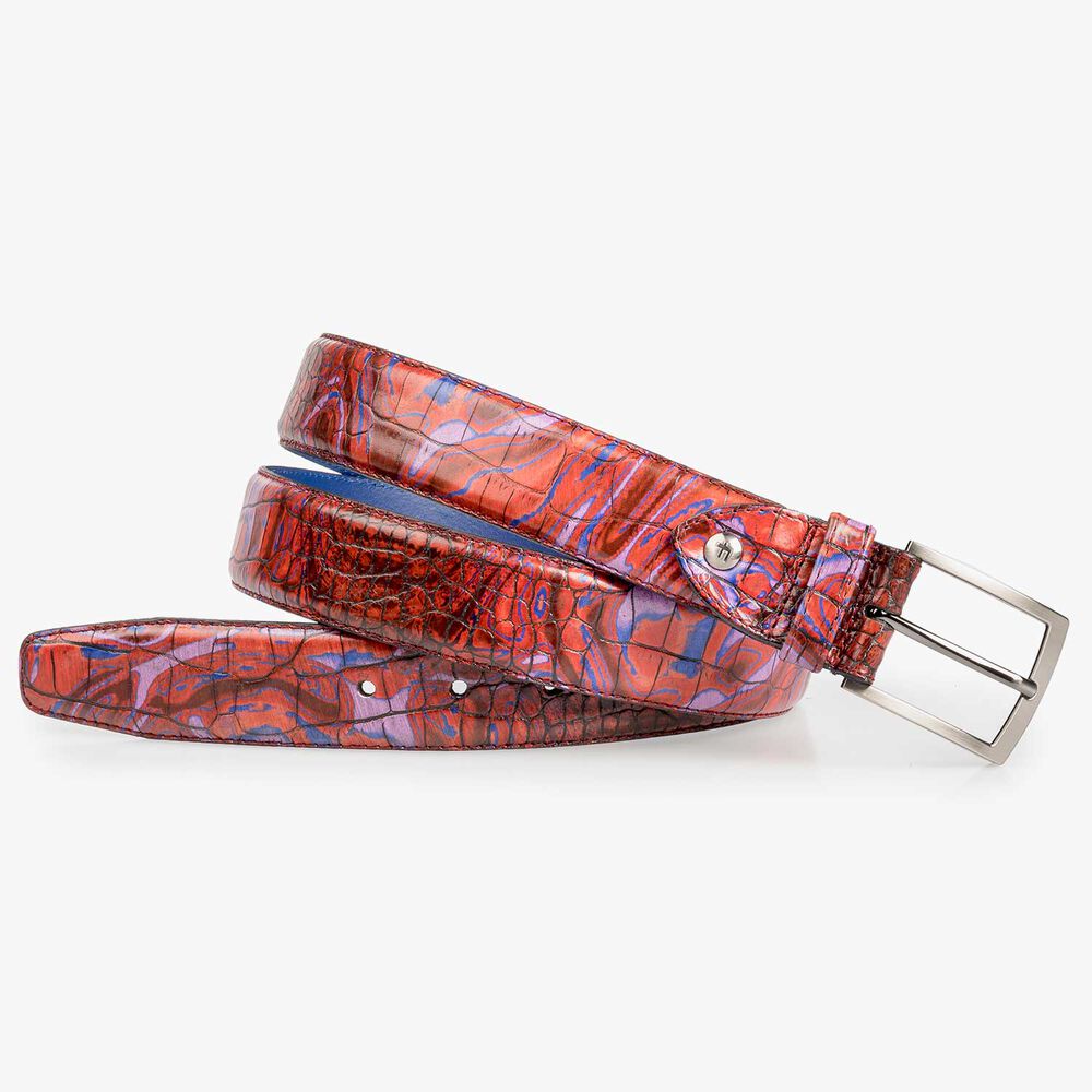 Red Premium croco print belt