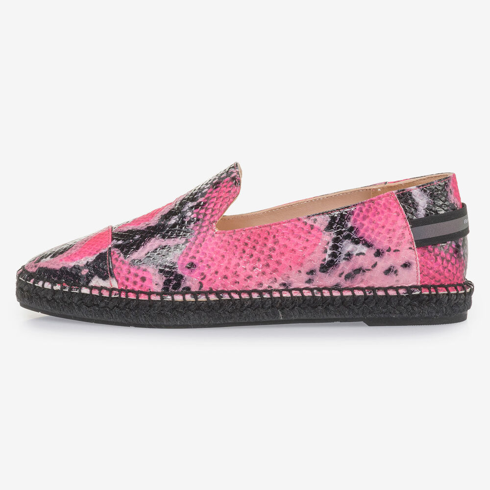 Fluor roze espadrille met snakeprint